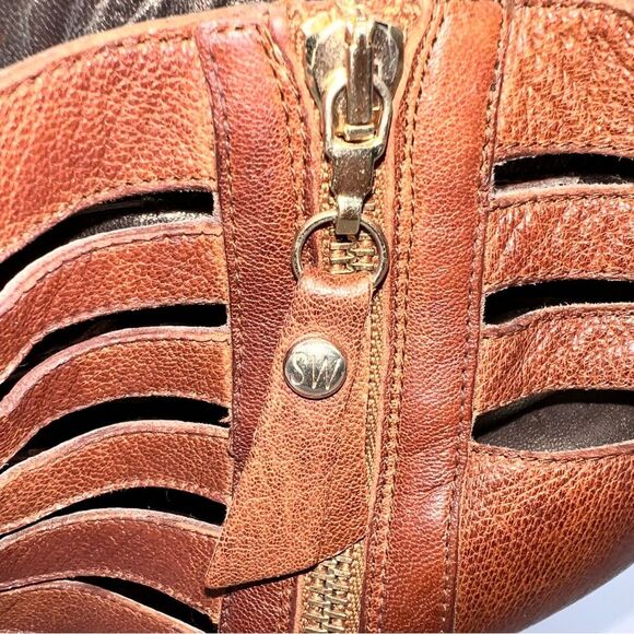 Stuart Weitzman Women's Brown Leather Cage Gladiator Platform High Heel Sandals - Picture 10 of 14